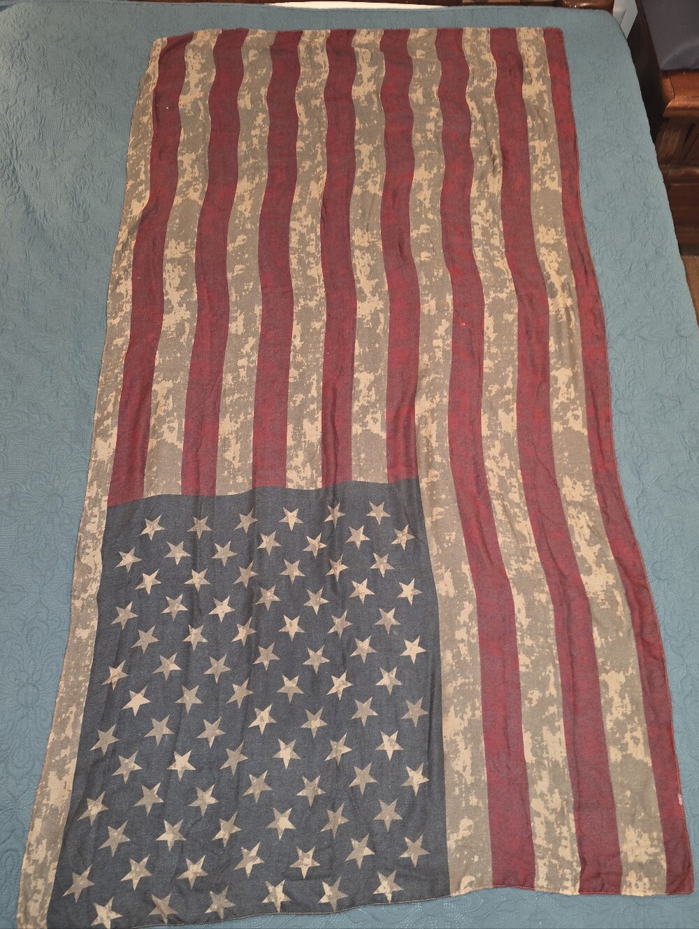 Distressed American Flag Print Scarf Wrap Oversized